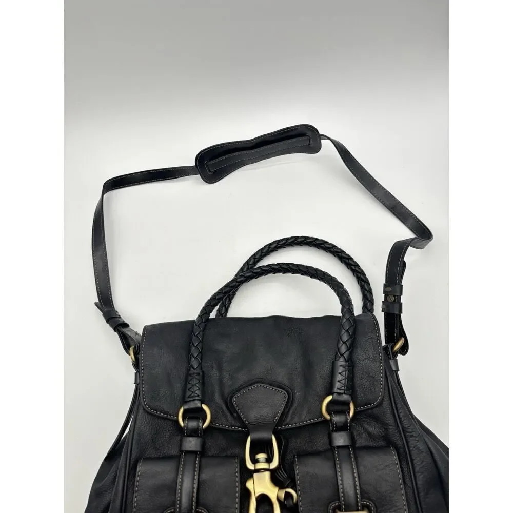Francesco Biasia Shoulder Bag Leather Braided Handles Buckle Pockets Crossbody